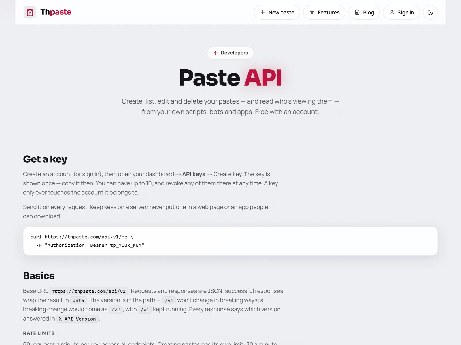 The API reference