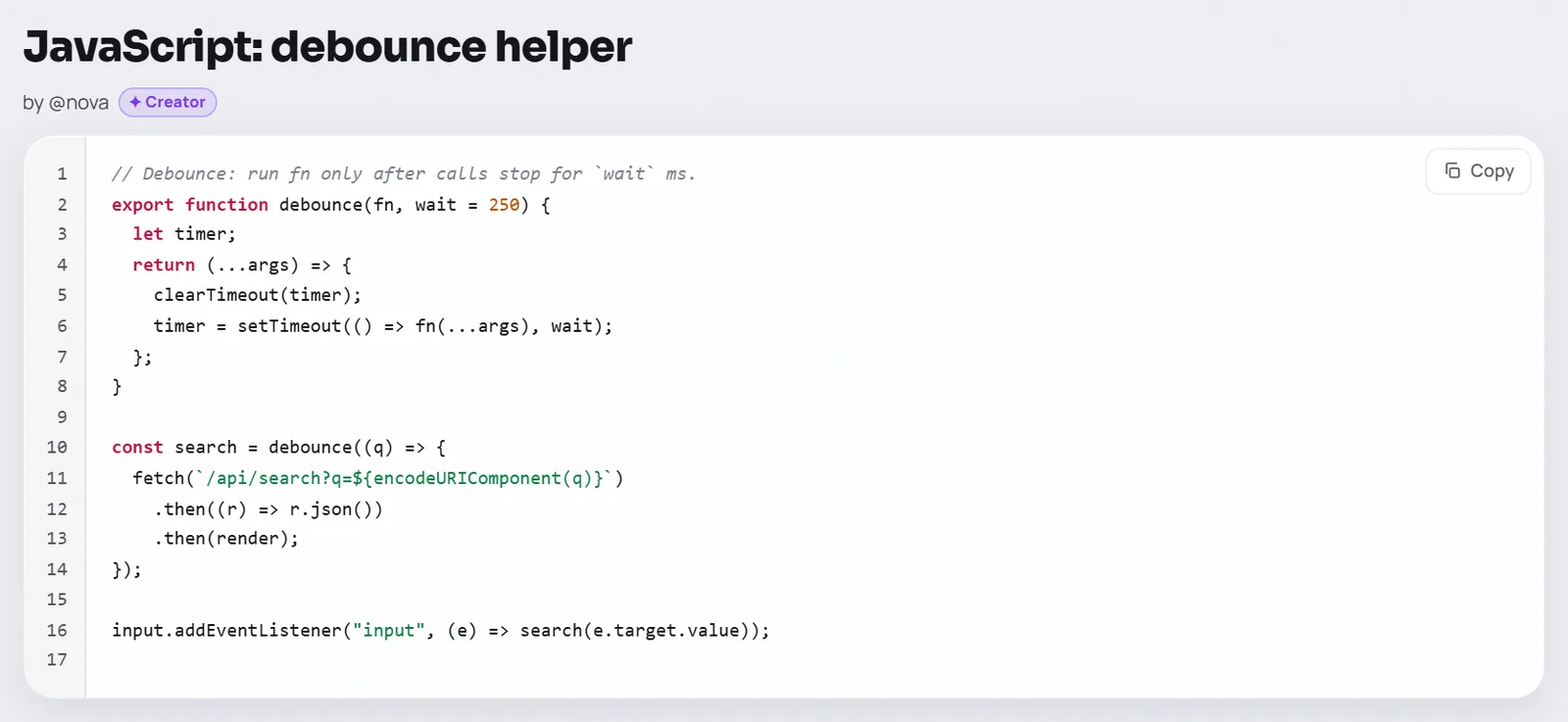 A shared code paste